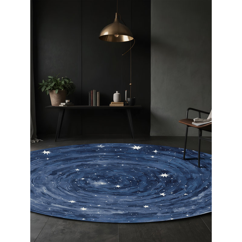 Tapis gris soyeux et moelleux, Rond 3 pi