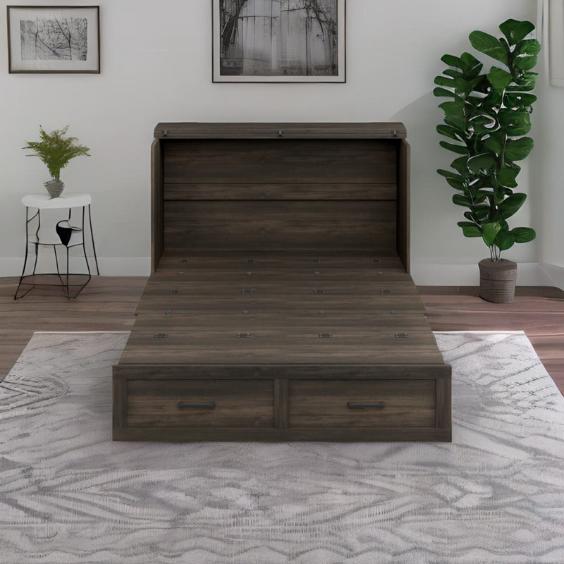 Lit armoire Murphy, gris, Double