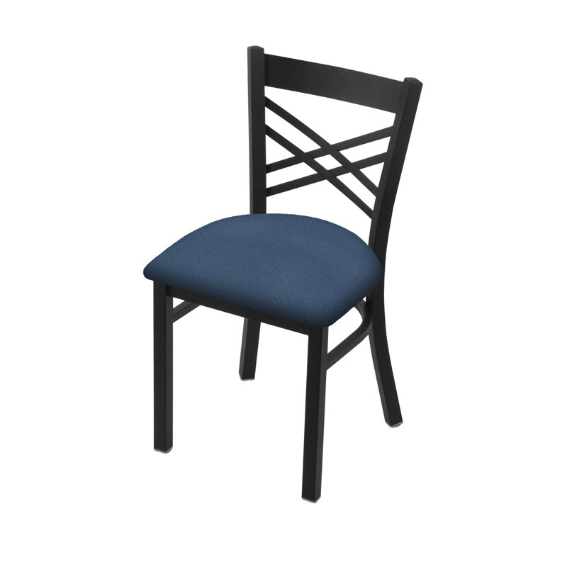 Catalina 18'' H Upholstered Metal Side Chair, Vinyl-Rein Bay, Black Wrinkle