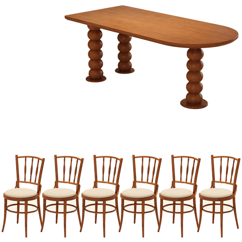 Ensemble de table à manger en bois massif de style français rétro, H 29,5 po x L 62,9 po x l 27,5 po