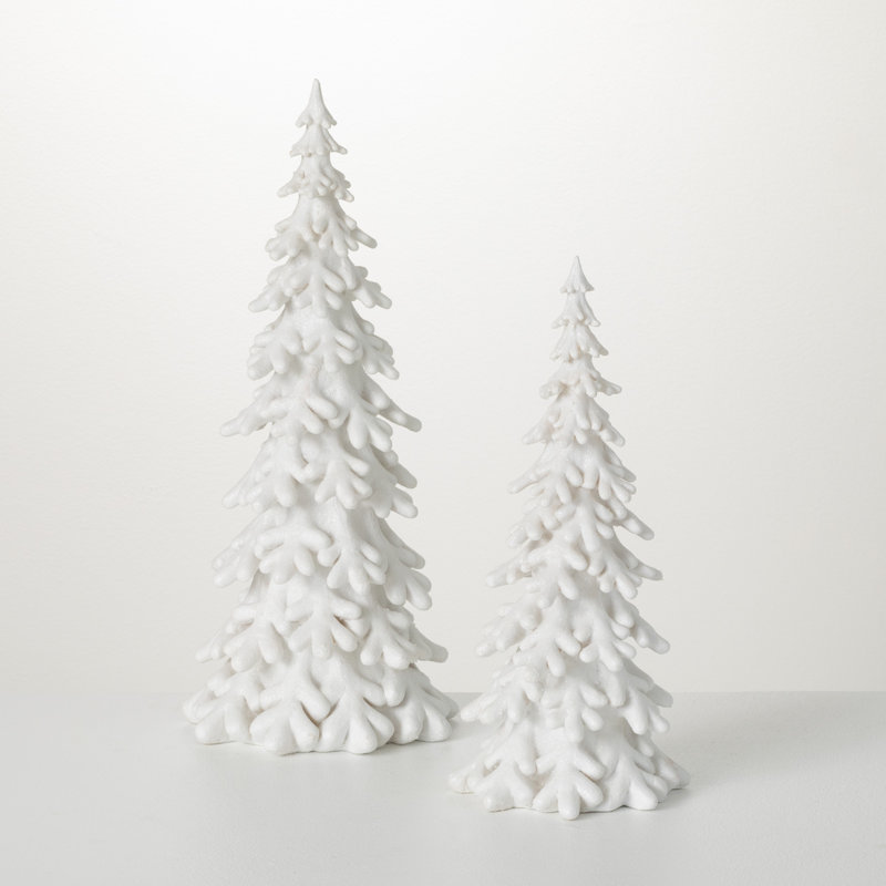 Snow Covered Pine Tree - Set Of 2