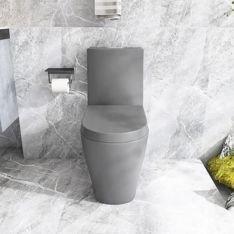 Toilette allongée une pièce à hauteur de chasse à double chasse 1,1 / 1,6 GPF Kiddie Furniture (siège inclus), Gris clair