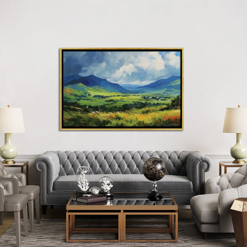 Connemara Fields II - reproduction d'art murale encadrée, H 40 po x l 60 po, Reproduction encadrée sans passe-partout, Doré