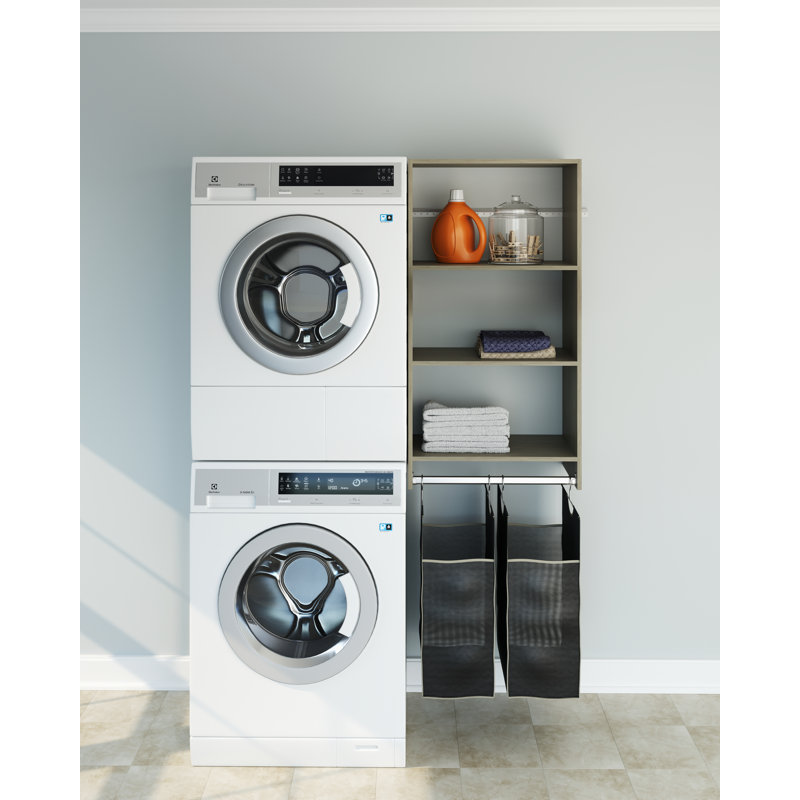 Gray Polyester 2-Compartment Hanging Laundry Hamper Set