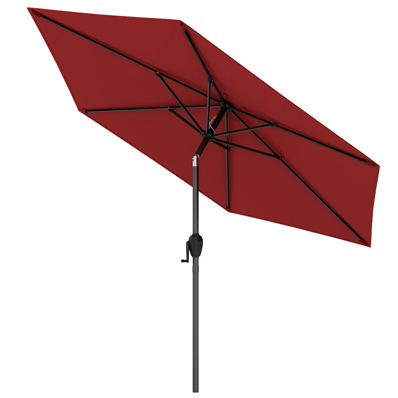 Parasol de marché d'extérieur 7,5 pi avec bouton poussoir inclinable bourgogne 7,5 pi, Burgundy