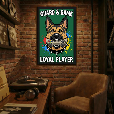 Animals Guard And Game Loyal Player Dog With Controller