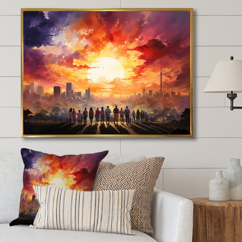 La fin de l'apartheid sur toile, H 16 po x l 32 po x P 1 po, Cadre flottant doré