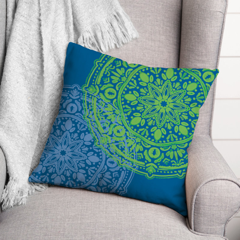 Housse et insert de coussin extérieur d'extérieur, Bleu, Floral 7