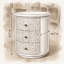 Commode d'appoint cylindrique peinte à 3 tiroirs