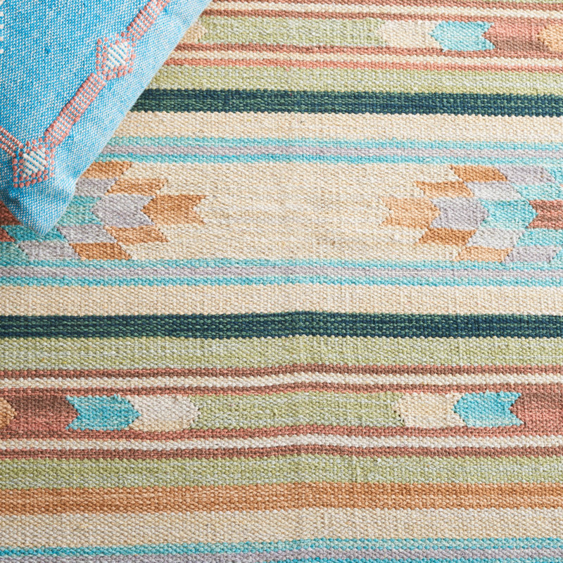 Halle Flatweave Jute/Cotton Southwestern Rug in Orange/Brown/Beige, Rectangle 8' x 10'