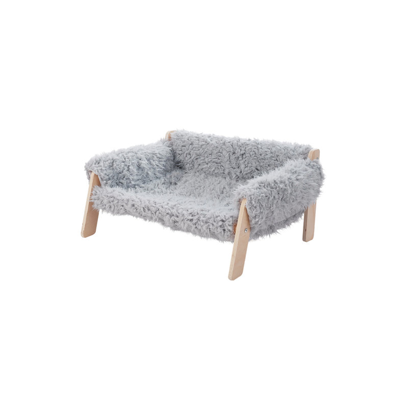 Faux Fur Pet Bed, Grey, 27cm H x 56cm W x 45cm D