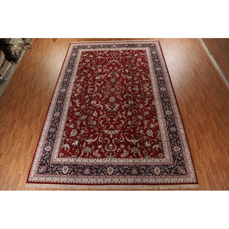Tapis indien à motif floral All-Over Agra fabriqué à la main 12 x 18