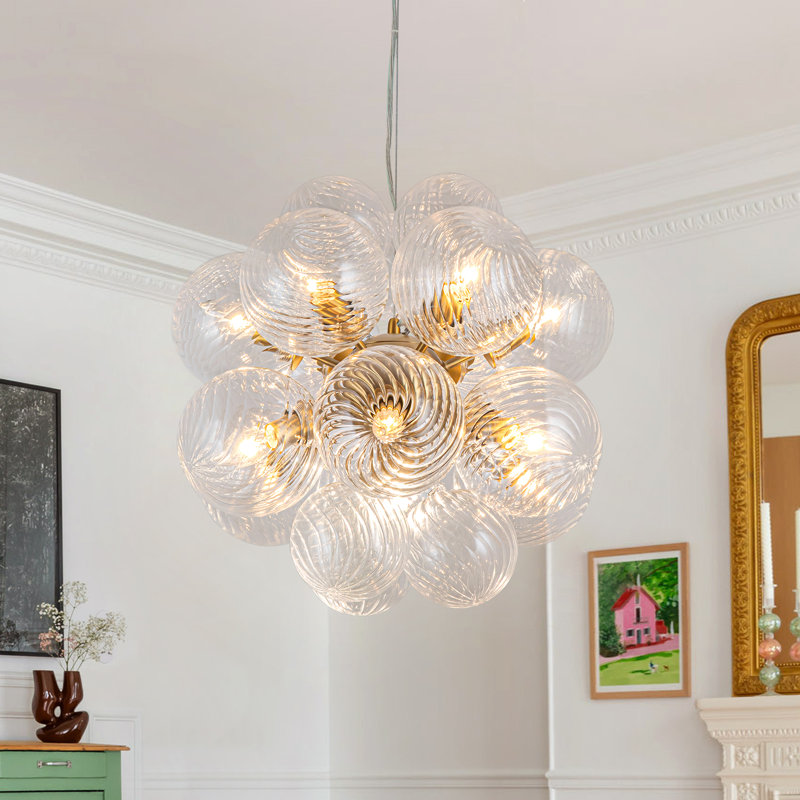 Lustre spoutnik 12 lumières à intensité variable moderne avec globe en verre, Or
