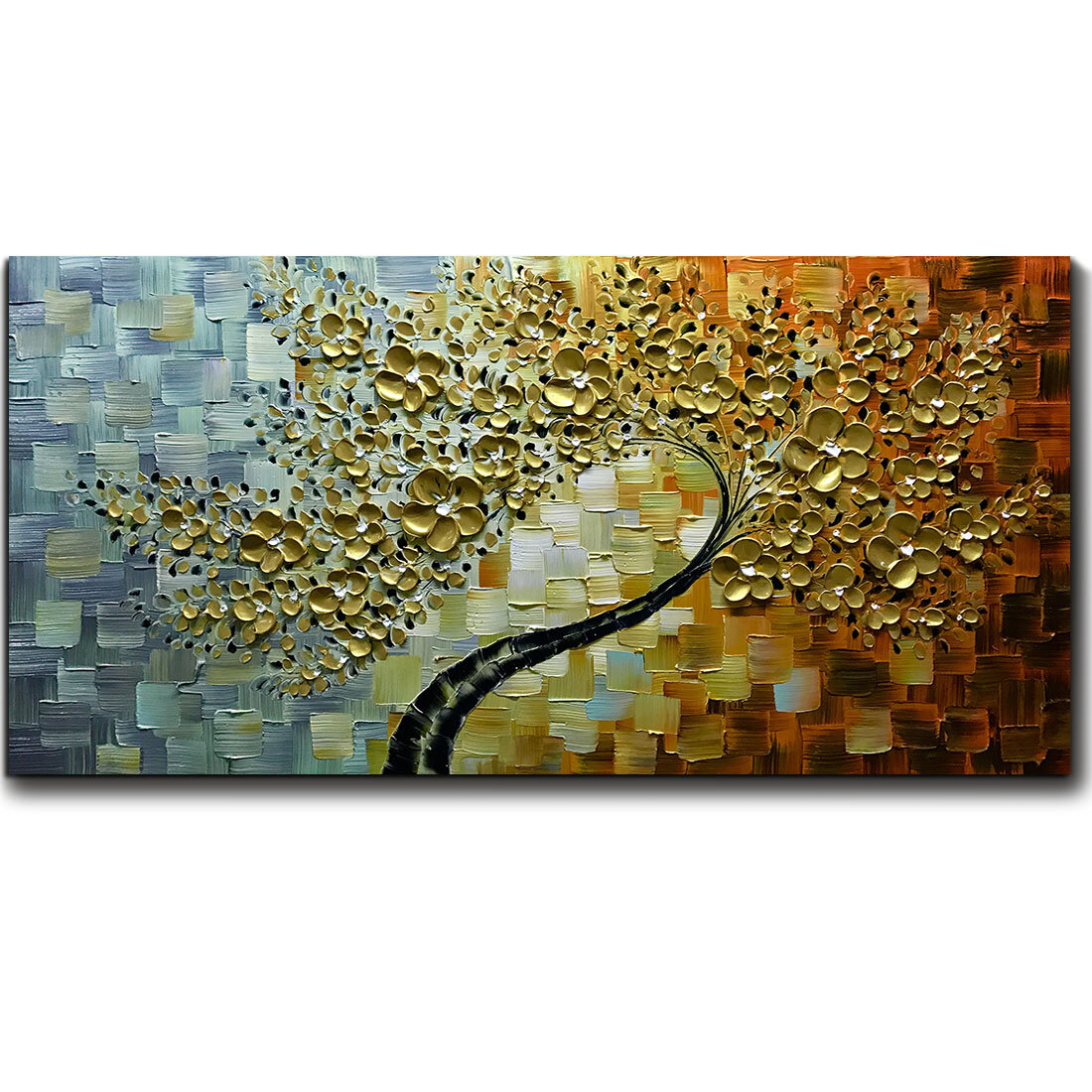 Red Barrel Studio® Lucky Tree Golden Flower Framed On Canvas