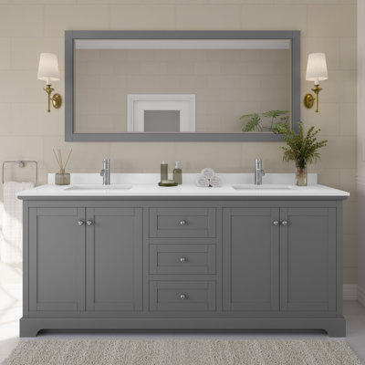 Avery 80'' Double Bathroom Vanity with Quartz Top
