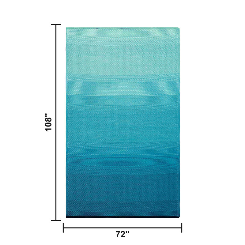 Outdoor Rug Plastic Straw Rug Waterproof Patio Joena, Rectangle 6' x 9', Big Sur - Teal