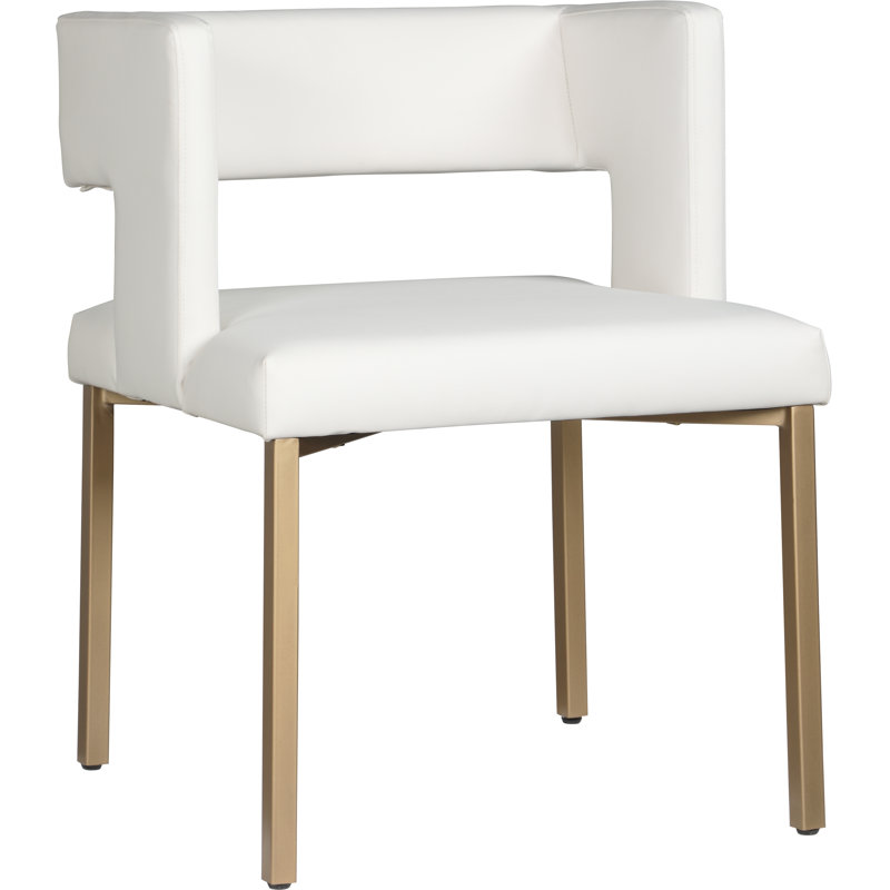 White Faux Leather Dining Chair with Gold Legs