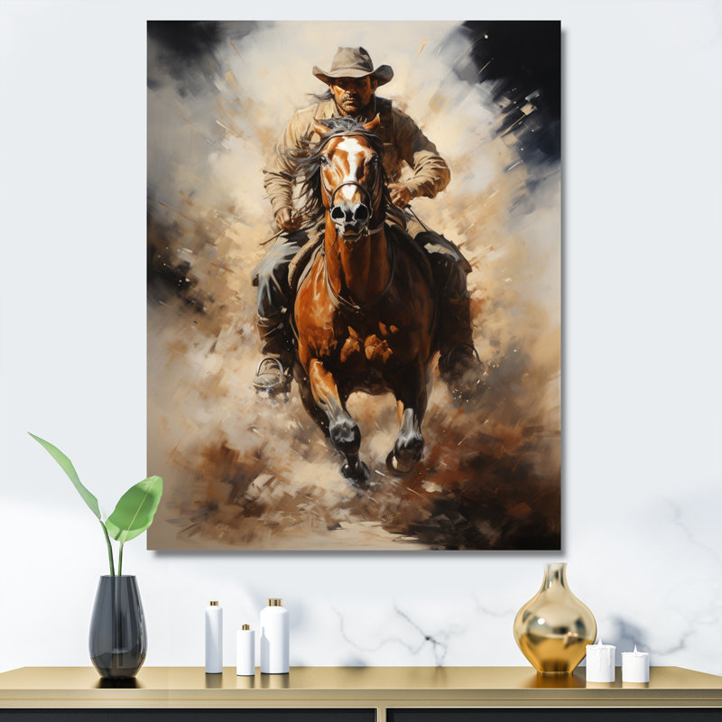 «Yoosuf Cowboy Prairie Wind II - Cowboys», reproduction d'art sur toile, H 44 po x l 34 po x P 1,5 po, Toile tendue