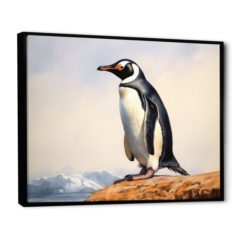 «Graceful Penguins II», reproduction d'art sur toile, H 16 po x l 32 po x P 1 po, Cadre flottant noir