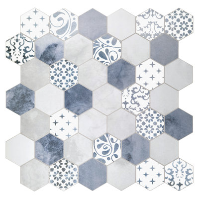 11.3" x 11.4" Honeycomb Stone Composite Peel & Stick Mosaic Tile