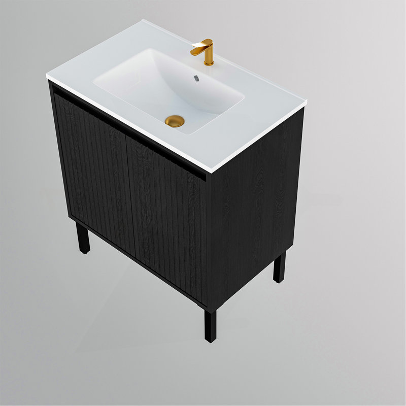 Meuble-lavabo de 30 po sans lavabo, 30", Noir mat