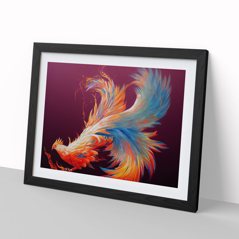 XH1022-6899X Phenomenal Phoenix Bird 1 Piece Single Picture Frame Wall Art, 25cm H x 34cm W x 2cm D, Black