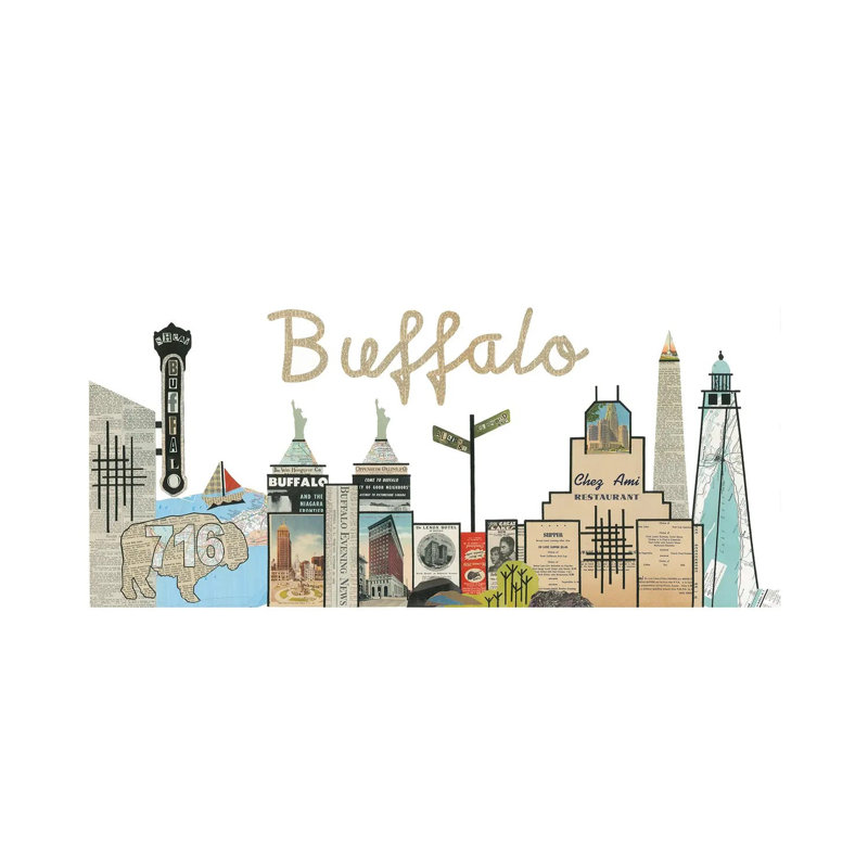 «Buffalo Skyline» par Paper Cutz - impression, H 8 po x l 12 po x P 0,75 po