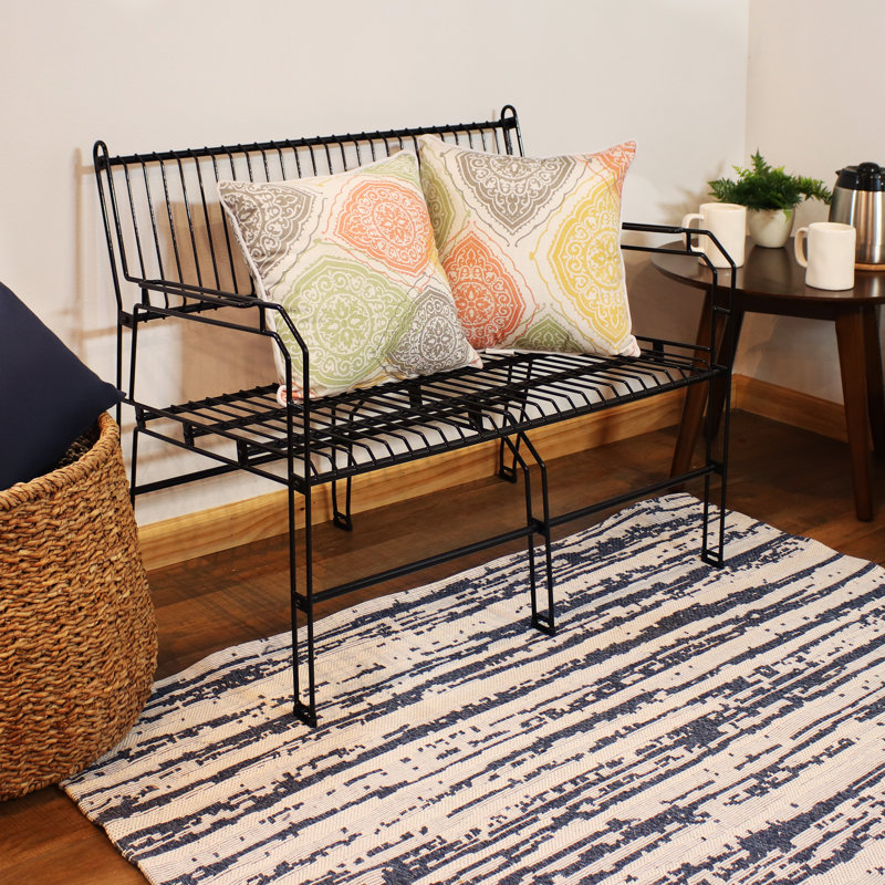 Black Steel Wire Outdoor Garden Bench