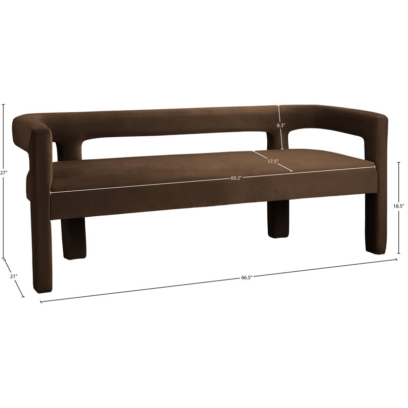 Banc avec revêtement, Velours brun