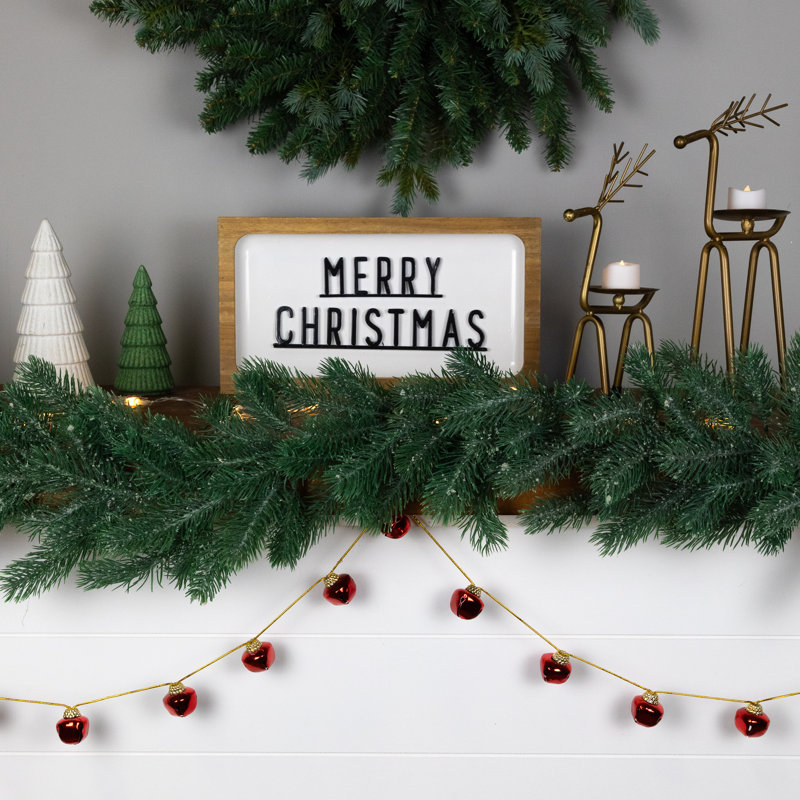 Guirlande de Noël Jingle Bells en métal brillant - 7,5 pi - Vert, Rouge