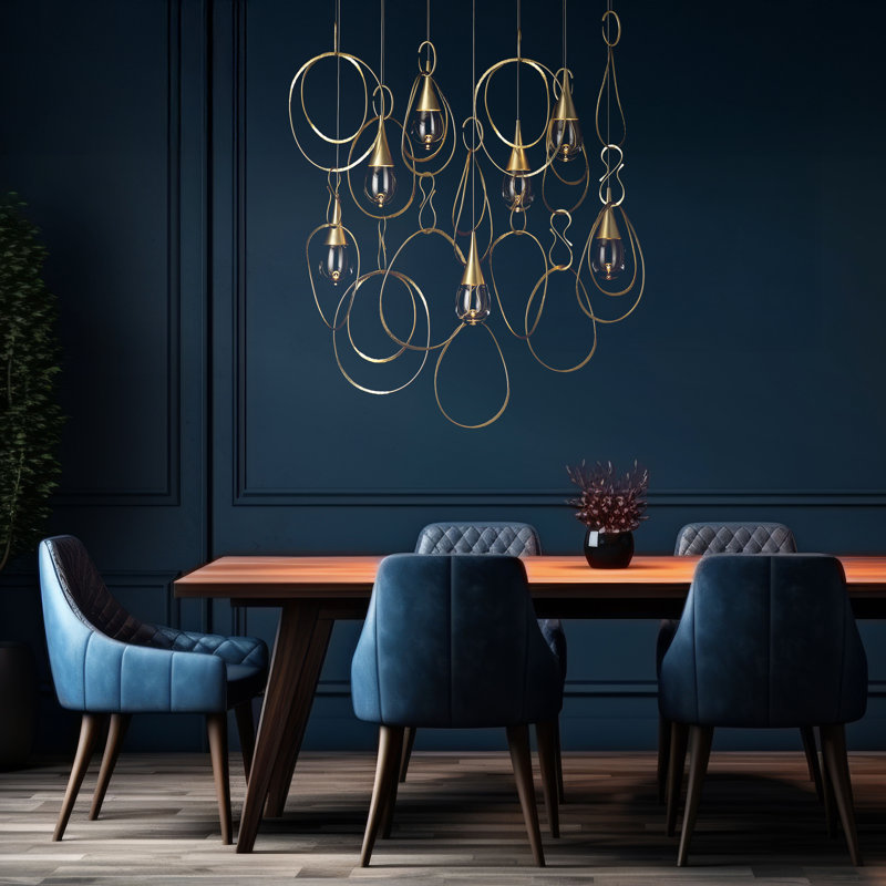 Lyric 7-Light Linear Pendant, Long, Modern Brass