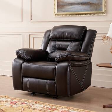 Latitude Run® Leather Recliner Chair for Living Room Rocker Single  Comfortable Home Theater Seating Black