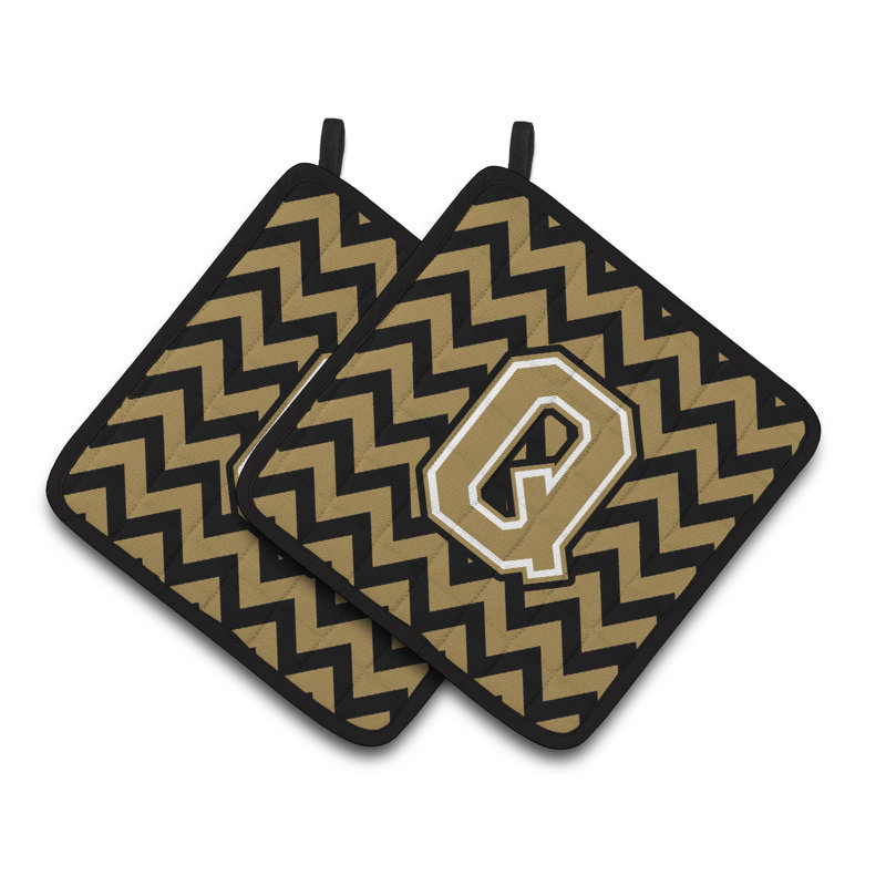 Poignée à chevrons, Q, Noir / doré foncé