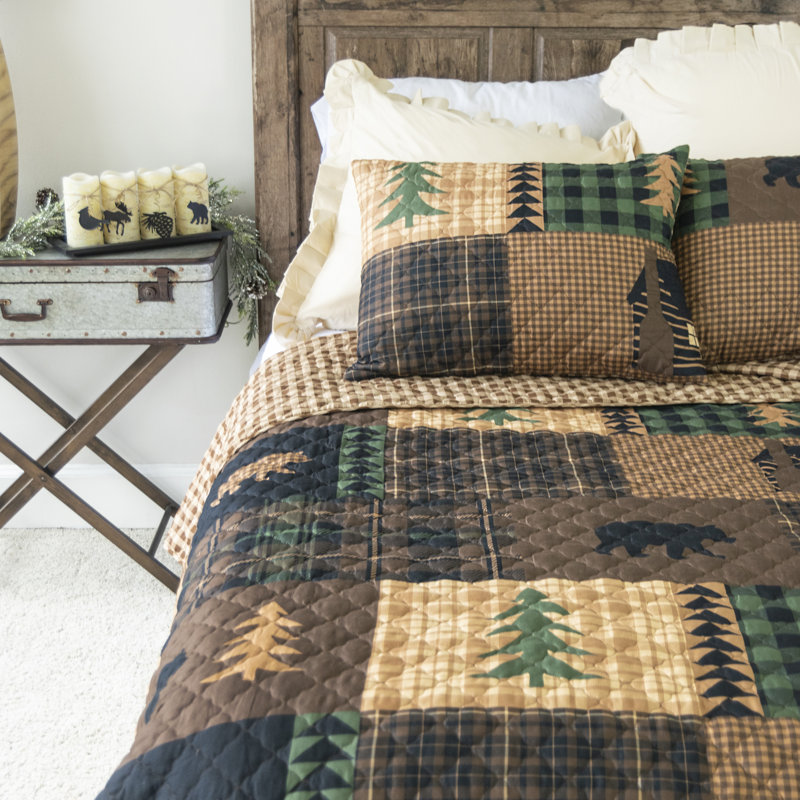 King Size Light Brown Microfiber Reversible Quilt Set
