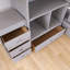 Lit mezzanine double à structure en bois avec bureau en L et tiroirs, armoire-250873408