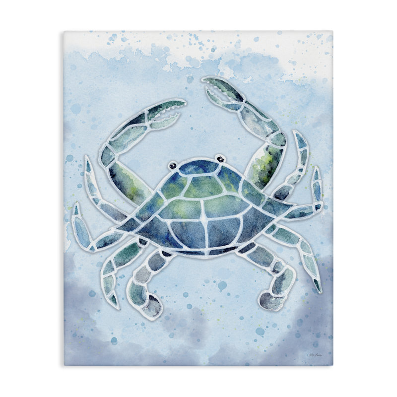 Art mural en toile Strab Glass Crab par Patti Bishop, H 30 po x l 24 po