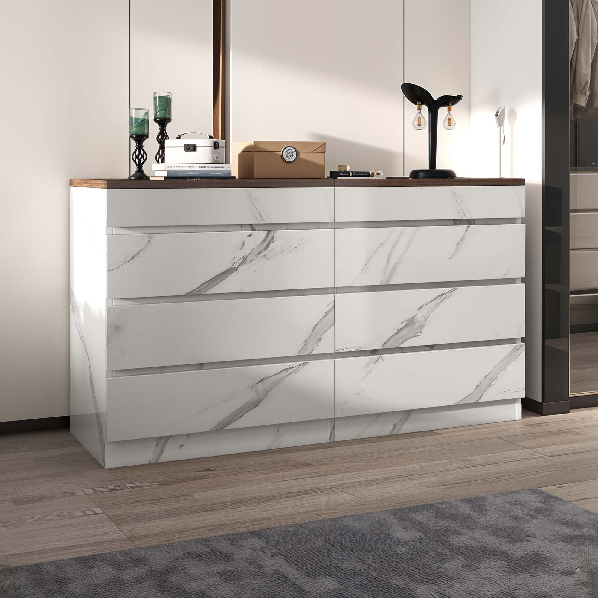 8-Drawer Modern Dresser with LED Light