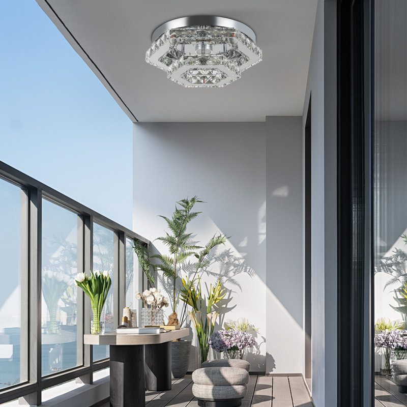 2 Layer Modern Dimmable Crystal Flush Mount Ceiling Light
