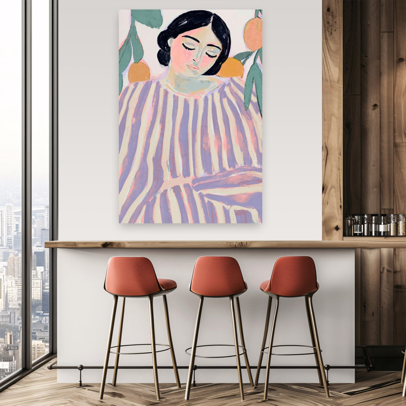 «Tranquil Stripes Abstract Modern Landscape Nature», reproduction d'art murale, 60" H x 40" W