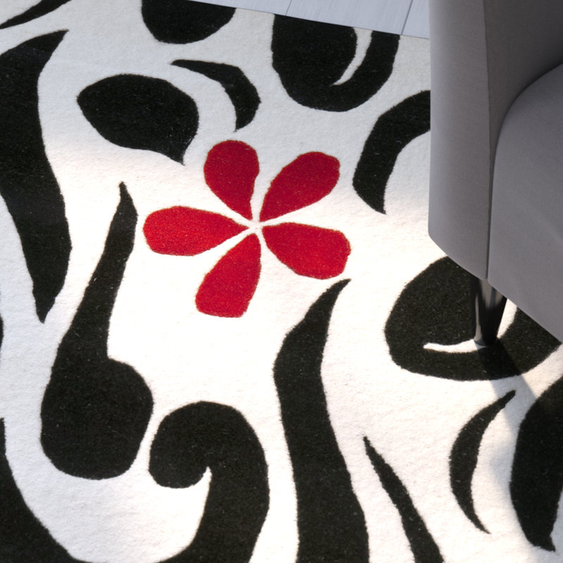Tapis floral en laine et viscose touffeté à la main Avayah, Tapis de couloir 2 pi 6 po x 8 pi