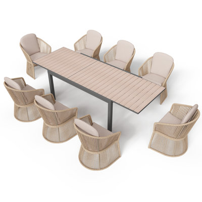 8 - Person Rectangular Outdoor Dining Set With Cushions