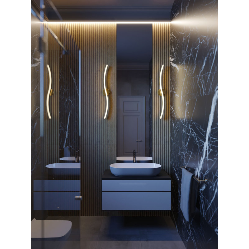 Geftos Dimmable LED Vanity Light, Light Antique Brass