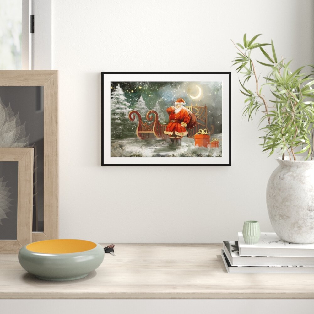 Weihnachtsmann mit Geschenken Gerahmter Fotokunstdruck Poster