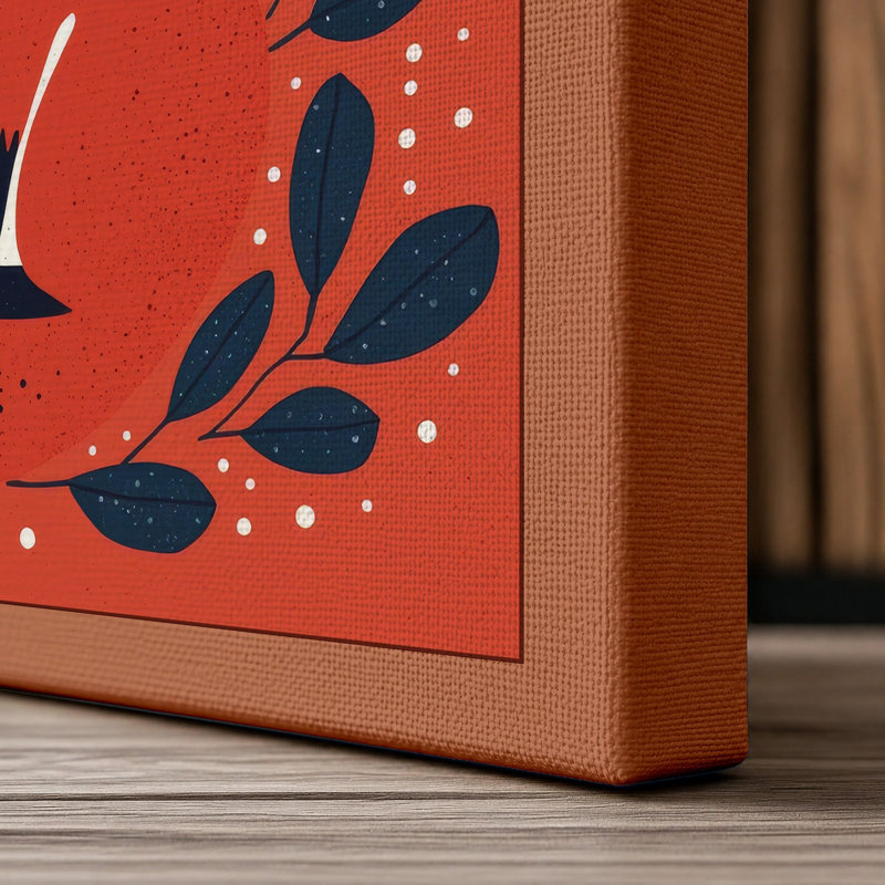 Winter Fox Mid-Century 1 Piece Wrapped Canvas Wall Art, 24x16 - 61.0 x 40.6 cm, Terracotta Border