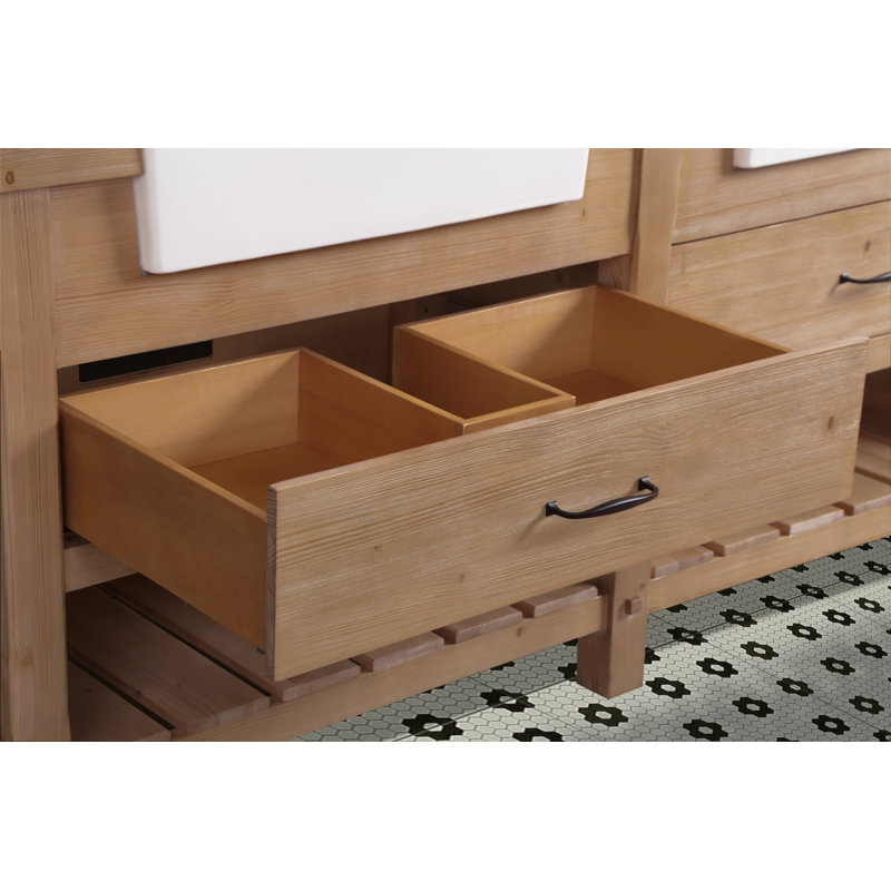 Marina 72'' Driftwood Double Bathroom Vanity with Carrara Marble Top