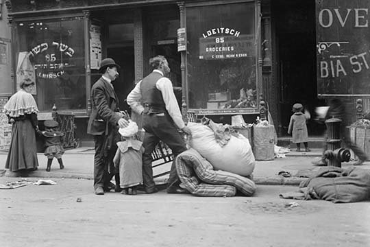 Outside Of A Jewish Butcher Shop Evictees Look Over Their Possessions - Photograph, 24" H x 36" W x 1.5" D