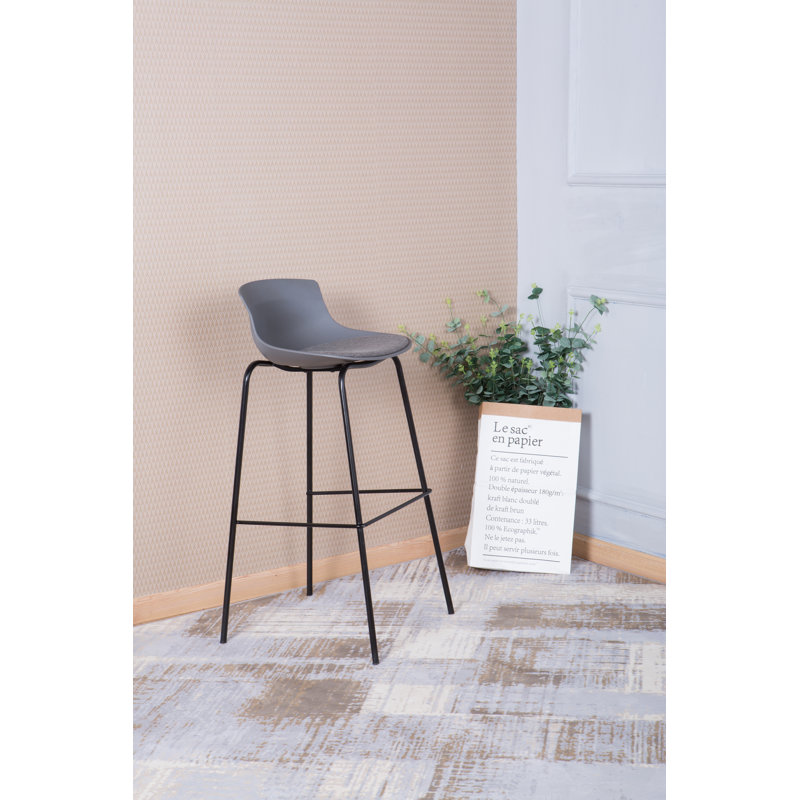Barbee Upholstered Counter Stool with Metal Frame, Black/Grey