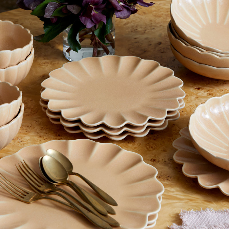 Dhalia Stoneware Pasta Bowl, Beige