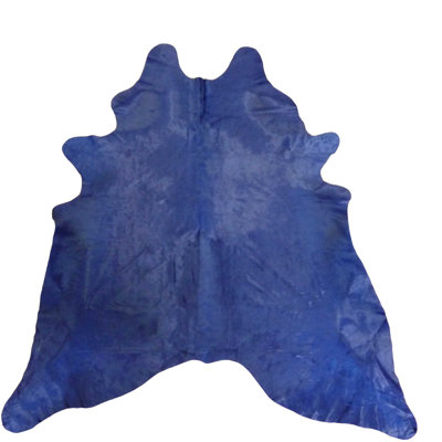Tapis en cuir de vache bleu marine 6 pi x 7 pi