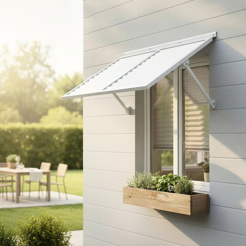 Volet en métal Breeze 4,6 po blanc, option de mise à niveau extérieure en aluminium léger, magnétisme contemporain à finition solide, caractère de charnière continue, facteur de simplicité d'installation, paquet de 39 po